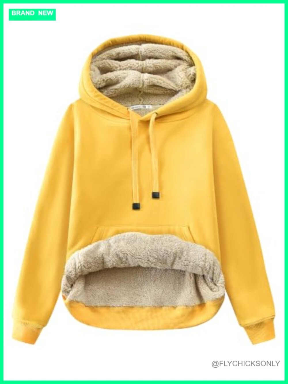 Sherpa Lined Cotton Pullover Hoodie Kangaroo Pocket Winter
